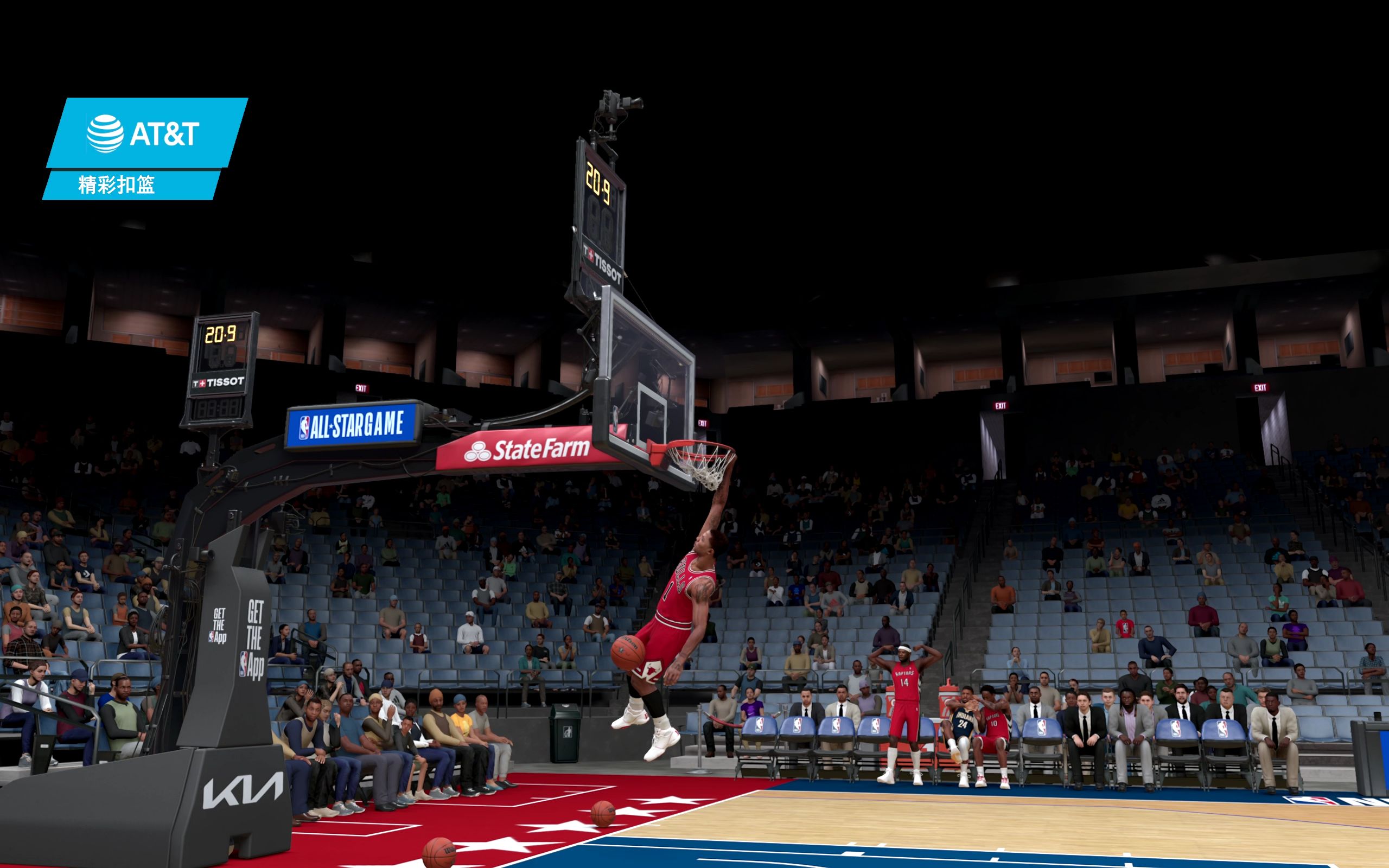 篮球场上球员的精彩扣篮令人赞叹不已